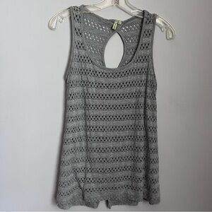 Free Society Gray Mesh Sleeveless Cut Out Tank Top Size Small EUC